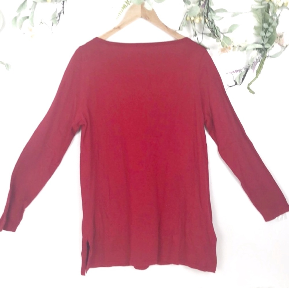 red long sleeve two pocket tunic sweater medium - Picture 3 of 6
